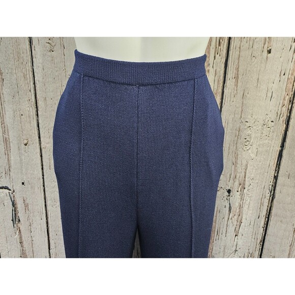 KSD‎ Women's 8 St. John Collection Navy Blue Wide Leg Pintuck Dress Pants Slacks - Picture 4 of 7